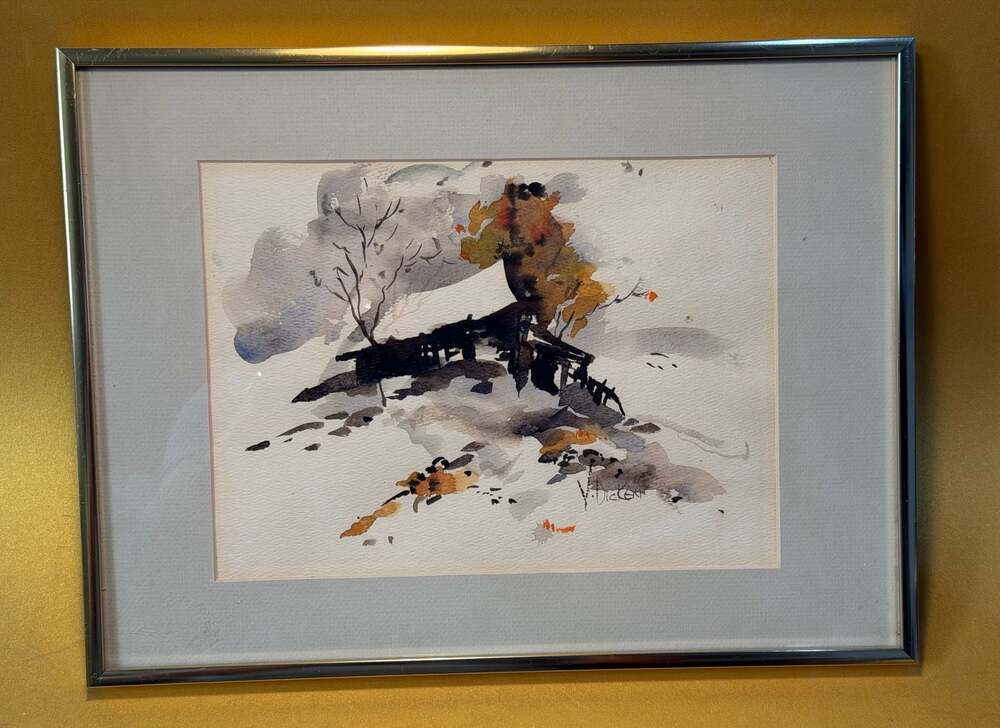 2‎ Virginia Dicken Original Watercolor Landscape Paintings Framed